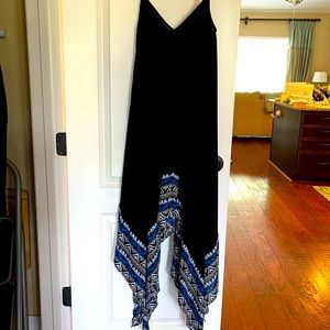 Express Black Maxi With Spaghetti Straps & Shark-bite Hem, small petite